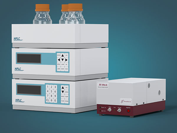 The BI-MwA can be used as part of a GPC system for absolute MW determination